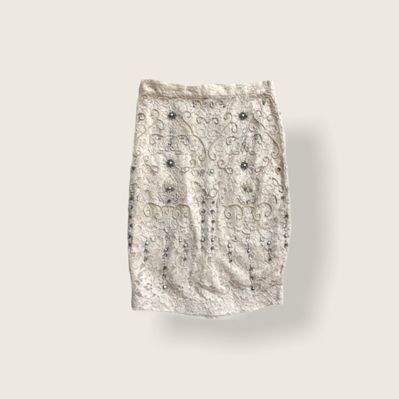 ✨HP✨ NWOT Zara Chandelier Ivory Cream Jewel Beaded Embellished Skirt Sz Small - Picture 3 of 11